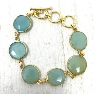 Sterling silver bracelets, 18K gold overlay and semiprecious stones/chalcedony
